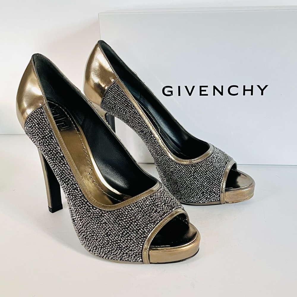 Givenchy metallic green gold gray heels size 37.5 - Picture 4 of 13